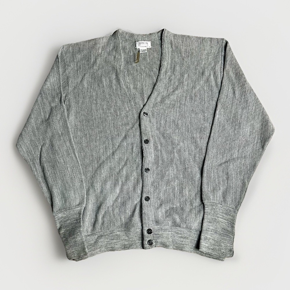 Vintage Cardigan Sweater Mens Large Tall Gray Grunge 90s Cobain Alternative USA